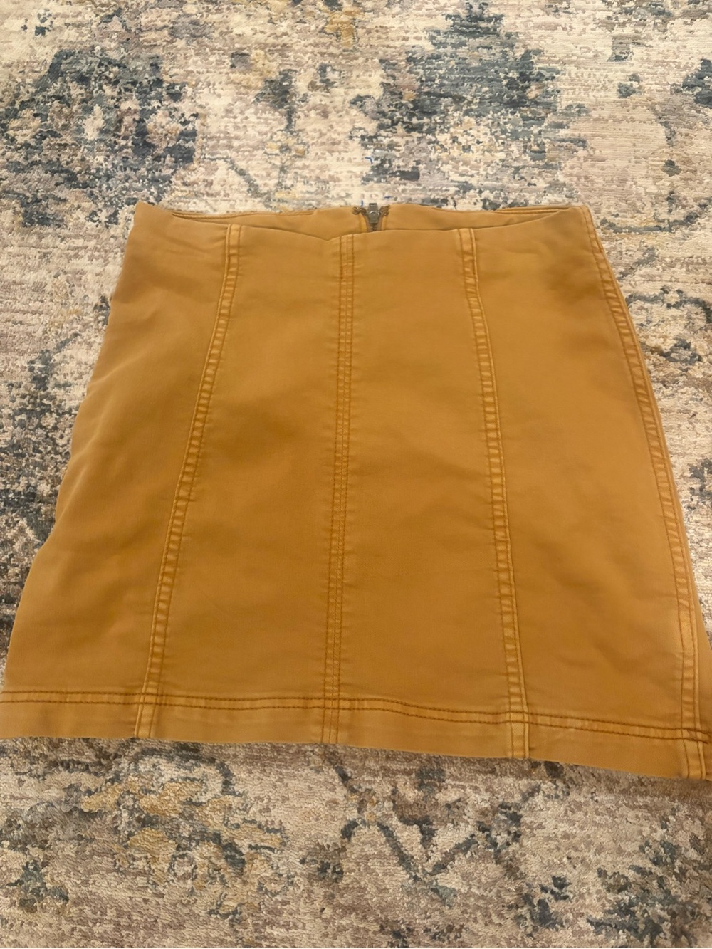 Free People Women's Mustard Seam-Panel Mini Skirt Size 2